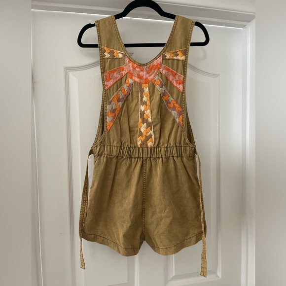 Chasing Unicorns Tan Waiting for the Sun overalls with Embroidered Detail - Picture 2 of 5